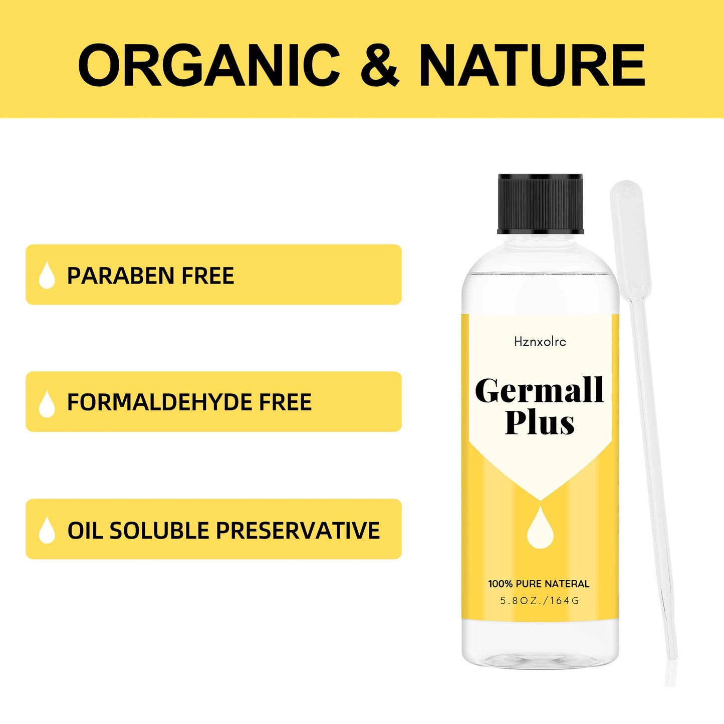 Hznxolrc 5.8 oz Liquid Germall Plus Preservative – Oil-Soluble Broad-Spectrum Preservative for Soap, Lotion, Creams & More