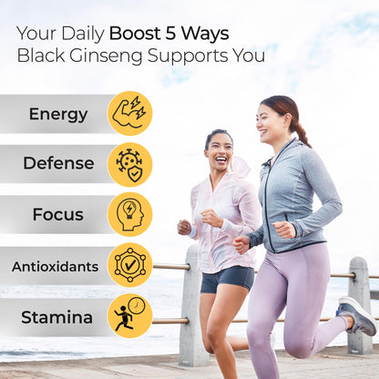 GeumHeuk Korean Black Panax Ginseng Capsule 1000mg - 90 Vegan Capsules Non GMO, High Ginsenosides, High Absorption Rate, Enhance Immunity, Mental Performance, Stamina & Energy, Men & Women
