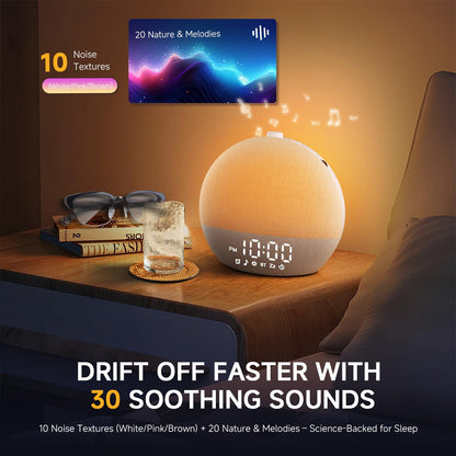 Geuuap Sunrise Alarm Clock with White Noise & Sleep Lights | Gentle Wake-Up, Bluetooth Speaker, Screen-Free
