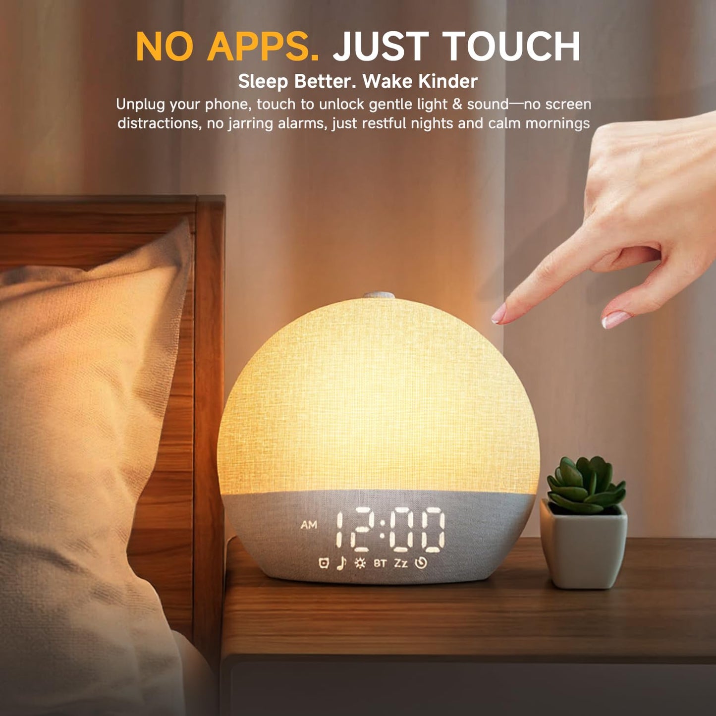 Geuuap Sunrise Alarm Clock with White Noise & Sleep Lights | Gentle Wake-Up, Bluetooth Speaker, Screen-Free