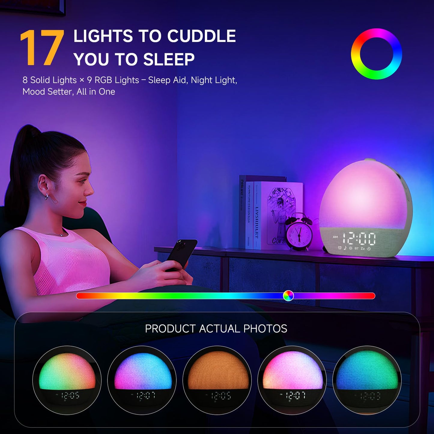 Geuuap Sunrise Alarm Clock – Natural Wake-Up Light & 30 Sleep Aids