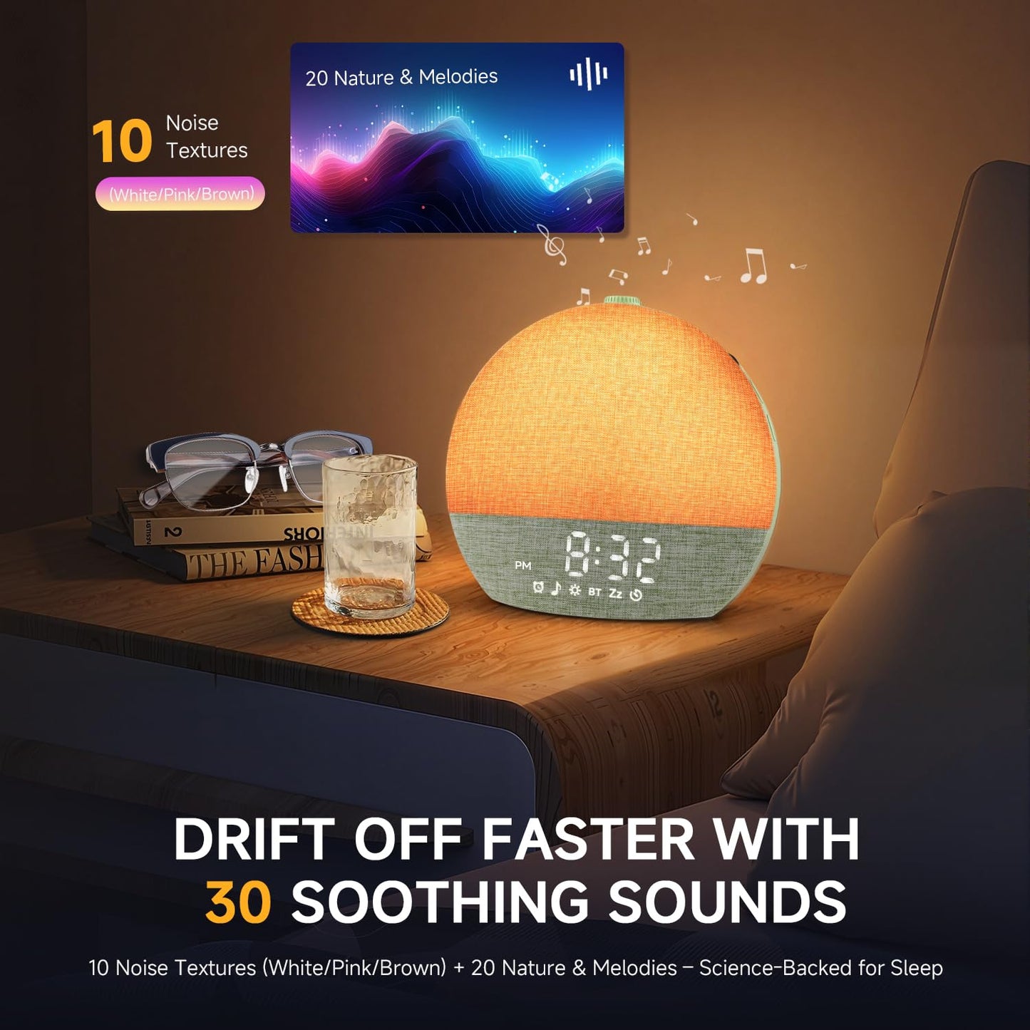 Geuuap Sunrise Alarm Clock – Natural Wake-Up Light & 30 Sleep Aids