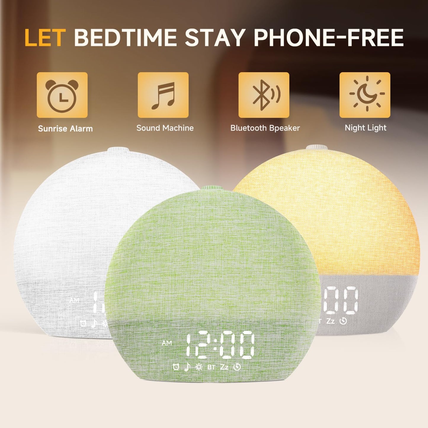 Geuuap Sunrise Alarm Clock – Natural Wake-Up Light & 30 Sleep Aids