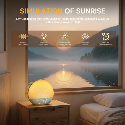 Geuuap Sunrise Alarm Clock – Natural Wake-Up Light & 30 Sleep Aids