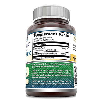 Amazing Formulas Hyaluronic Acid & MSM Supplement | 1000 Mg Per Serving | Capsules | Non-GMO | Gluten Free | Made in USA (60 Count | 1 Pack)