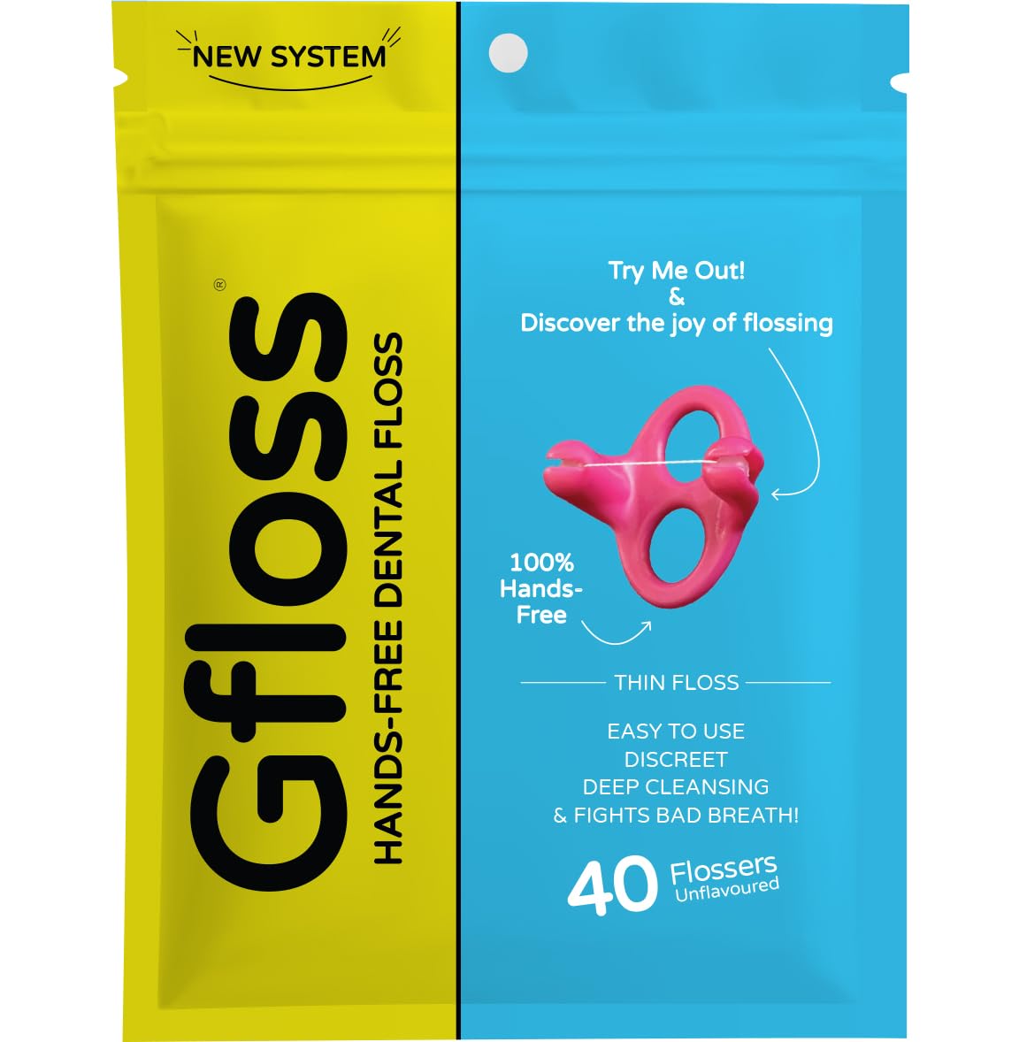 Gfloss Hands-Free Dental Floss – 40 Count | Discreet, Travel-Ready, PFAS-Free