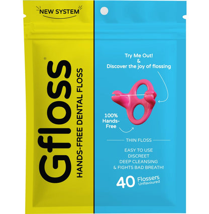 Gfloss Hands-Free Dental Floss – 40 Count | Discreet, Travel-Ready, PFAS-Free