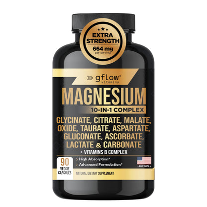 Gflow Magnesium Complex 10-in-1: Glycinate, Citrate, Malate + B Vitamins