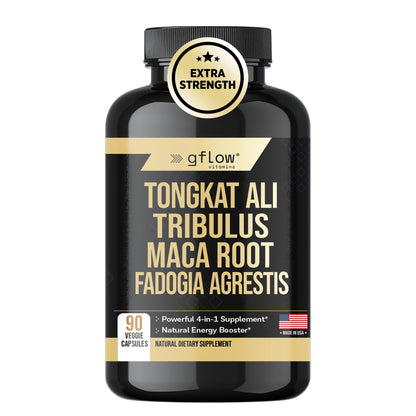Gflow Vitamins Tongkat Ali for Men & Women - Extra Strength Formula | Stamina, Energy, Mood Support | Made in USA