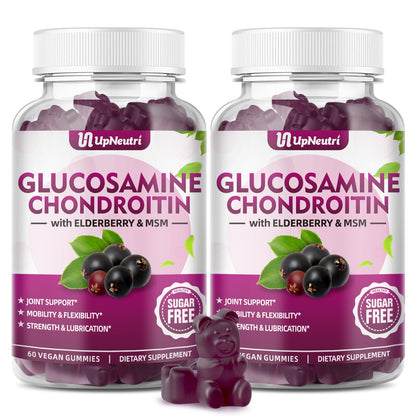 GGlucosamine Chondroitin Gummies Sugar Free – Extra Strength 1500mg + Turmeric, Joint Support (120 Count x2)