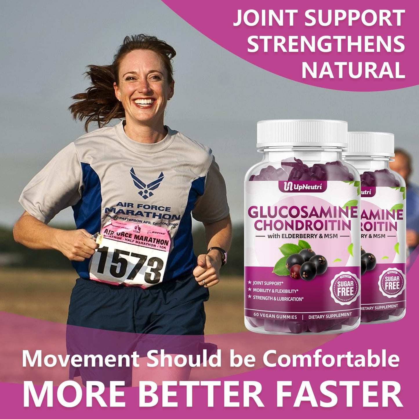 GGlucosamine Chondroitin Gummies Sugar Free – Extra Strength 1500mg + Turmeric, Joint Support (120 Count x2)