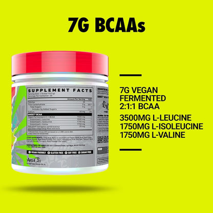 Ghost BCAA Powder Kiwi Strawberry – 7G BCAAs, Sugar-Free, 30 Servings | Pre/Intra/Post Workout