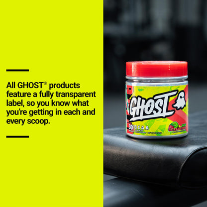Ghost BCAA Powder Kiwi Strawberry – 7G BCAAs, Sugar-Free, 30 Servings | Pre/Intra/Post Workout