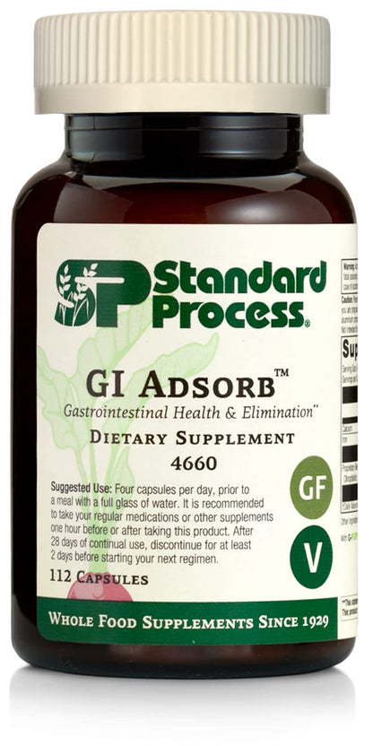Standard Process GI Adsorb – GI Health & Elimination Dietary Supplement (112 Capsules, 28 Servings)