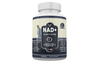 GI.DA. Culture NAD+ NMN Capsules with Resveratrol – USA Made, 90 Count, Energy & Healthy Aging