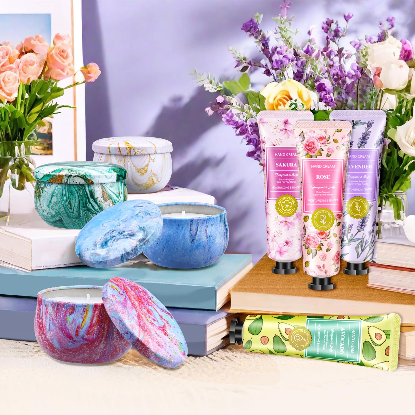 Gift Baskets for Women: Candles & Hand Cream Set – Gifts for Mom, Nurse & Teacher
