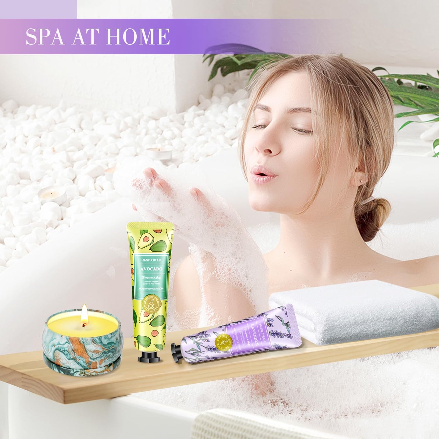 Gift Baskets for Women: Candles & Hand Cream Set – Gifts for Mom, Nurse & Teacher