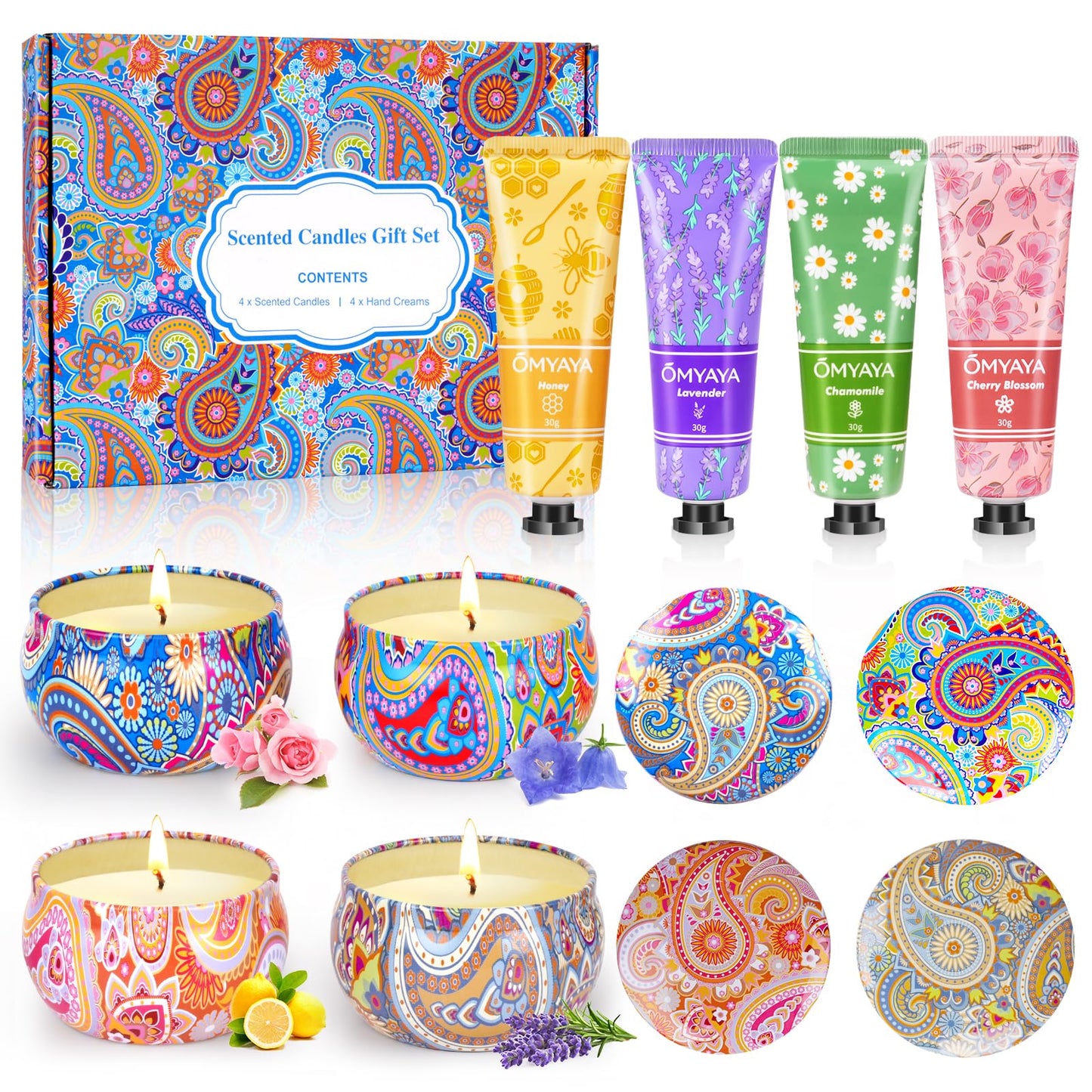 Gift Baskets for Women – Scented Candles Gift Set & Hand Cream Set