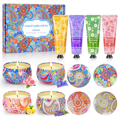 Gift Baskets for Women – Scented Candles Gift Set & Hand Cream Set