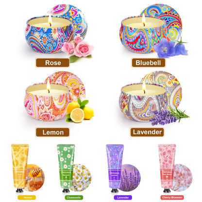 Gift Baskets for Women – Scented Candles Gift Set & Hand Cream Set