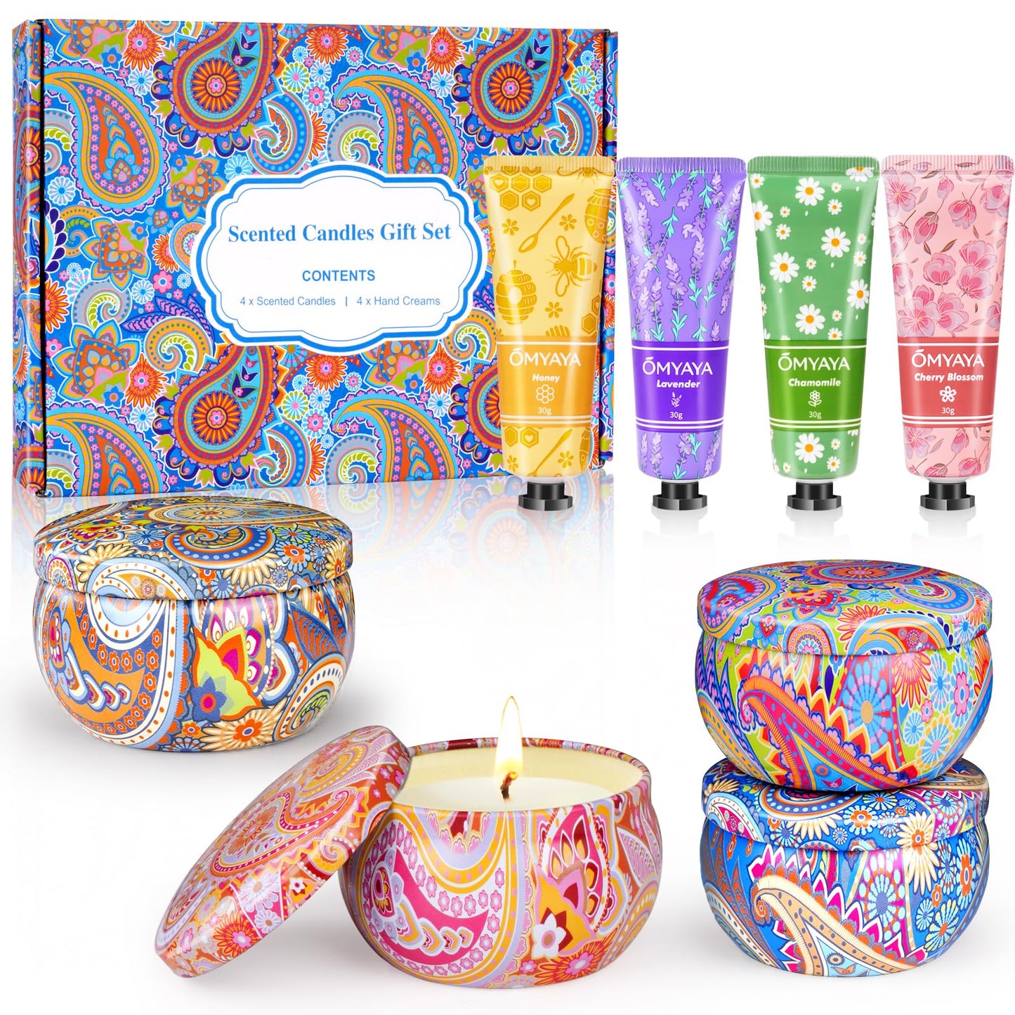 Gift Baskets for Women – Scented Candles Gift Set & Hand Cream Set
