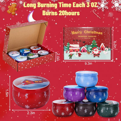 Christmas Scented Candles Gifts Set – 6 Pack, 2.5oz, Natural Soy Wax, Aromatherapy for Her