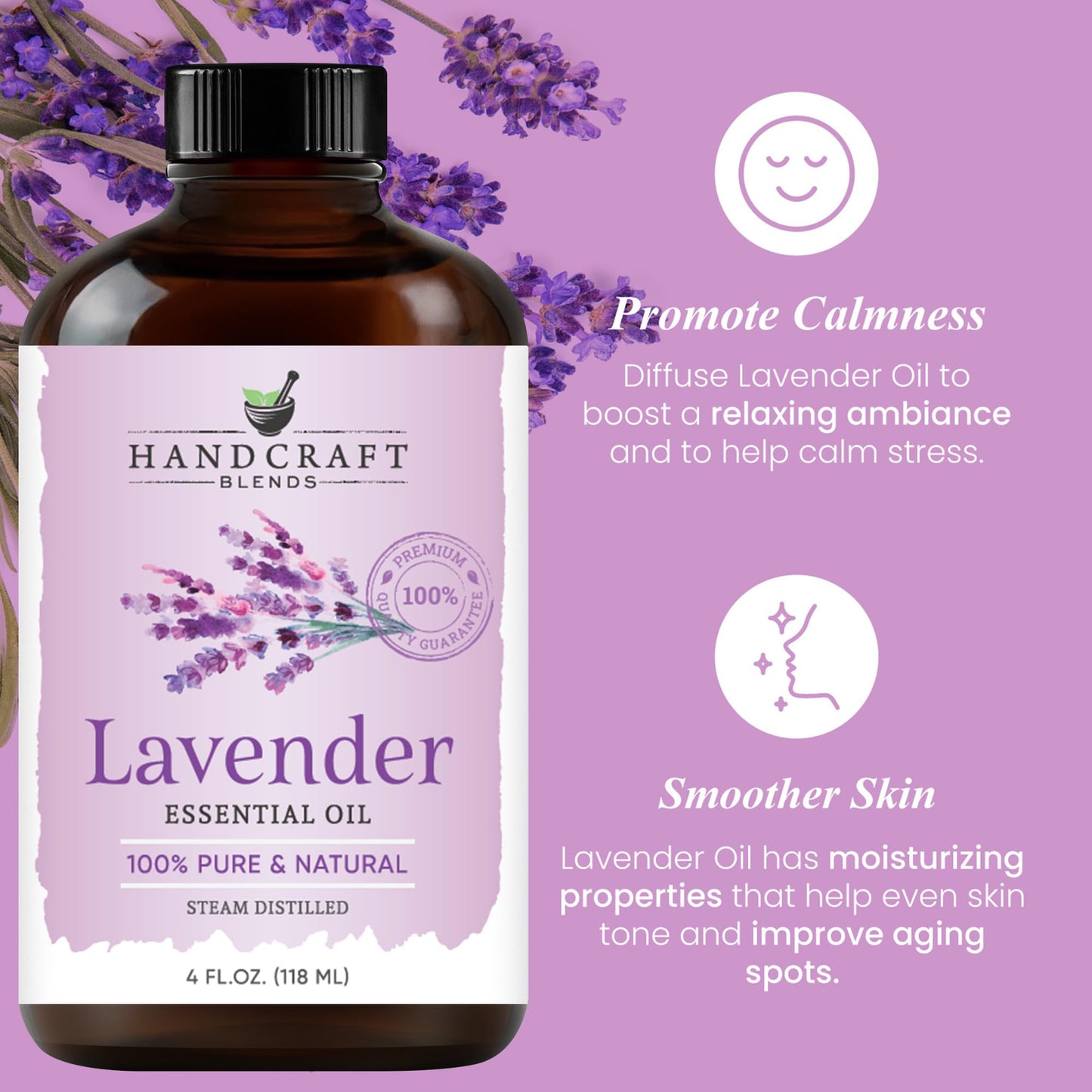 Handcraft Blends Lavender Angustifolia Essential Oil Gift Set – 4 fl oz – Pure & Natural – Gift Box Included