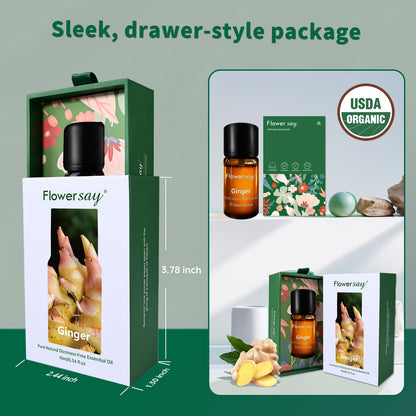 Organic Ginger Essential Oil 10ml – USDA Certified, 100% Pure