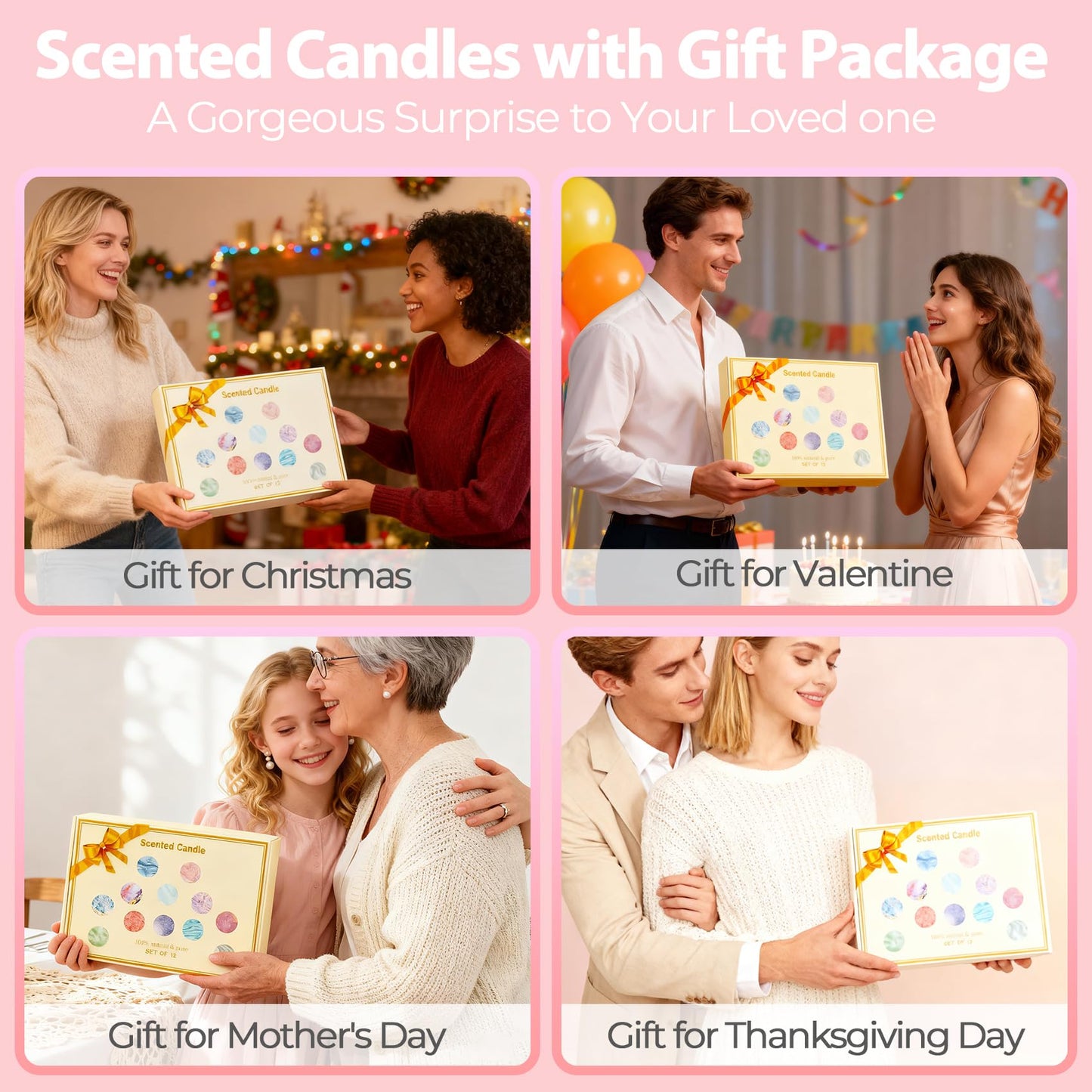 Gifts for Women - 12 Pack Scented Candles Gift Set | 2.5oz Soy Wax (320+ Hours)