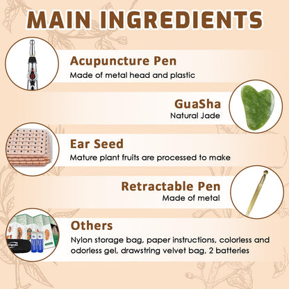 Acupuncture Super Set – 5-Head Pen, Gua Sha, Ear Seeds & Accessories