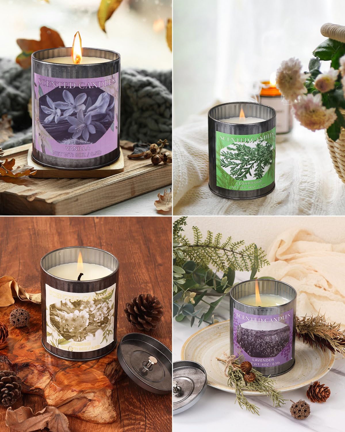 Scented Candles for Home | 8oz Vanilla Soy Candle, 50H Burn, Gift Box