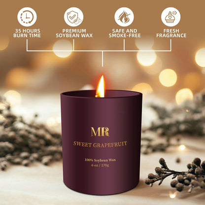 Scented Candles Gifts for Women | Grapefruit Soy Candle | Aromatherapy Home Decor
