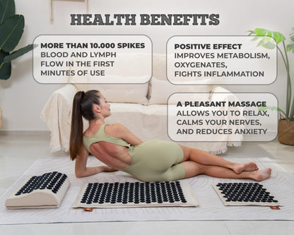 Acupressure Mat Set – 6,210 Points for Pain Relief & Relaxation (Soft Cream)