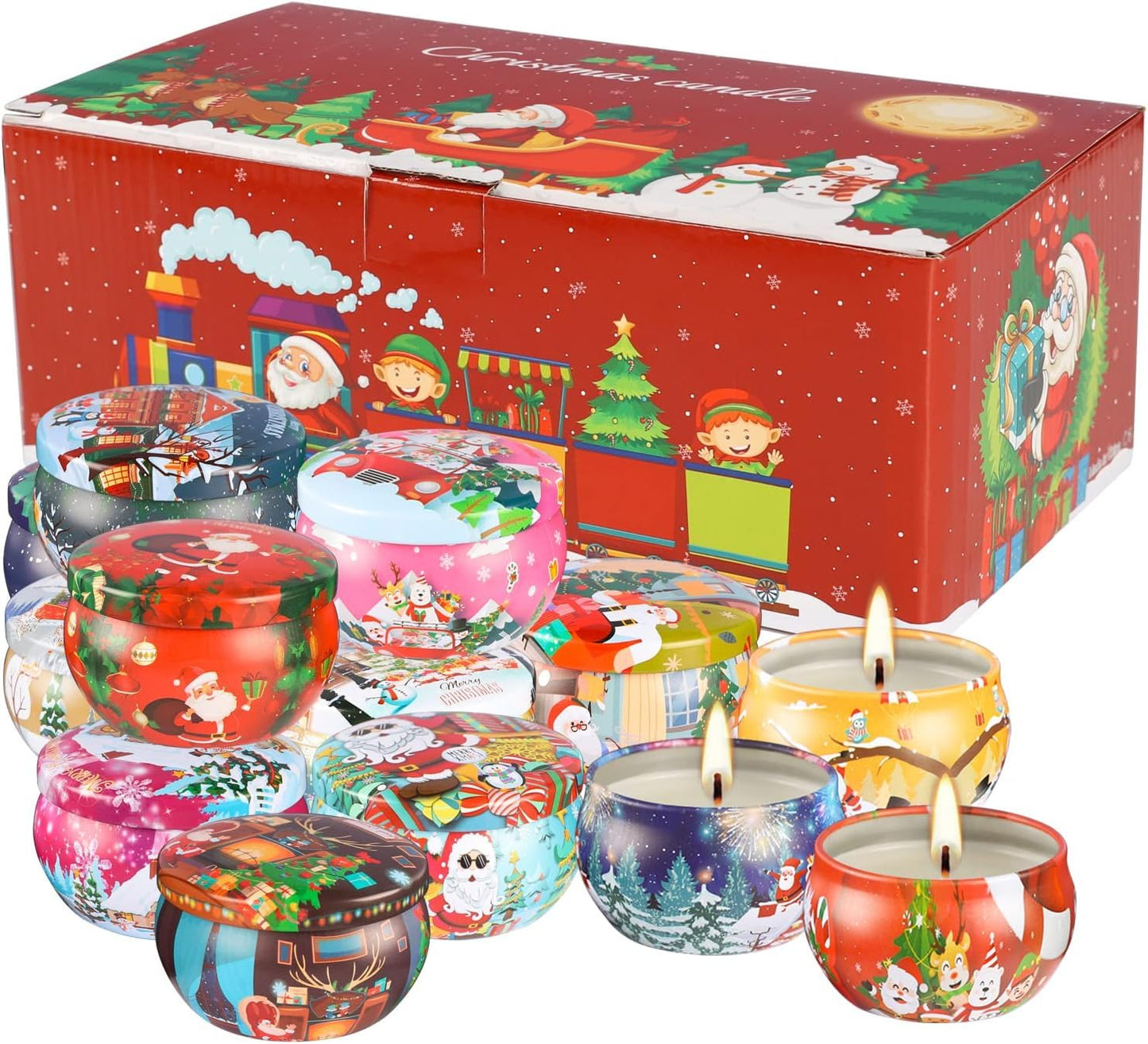 16-Pack Christmas Scented Candles Set | Natural Soy Wax & Aromatherapy Gift
