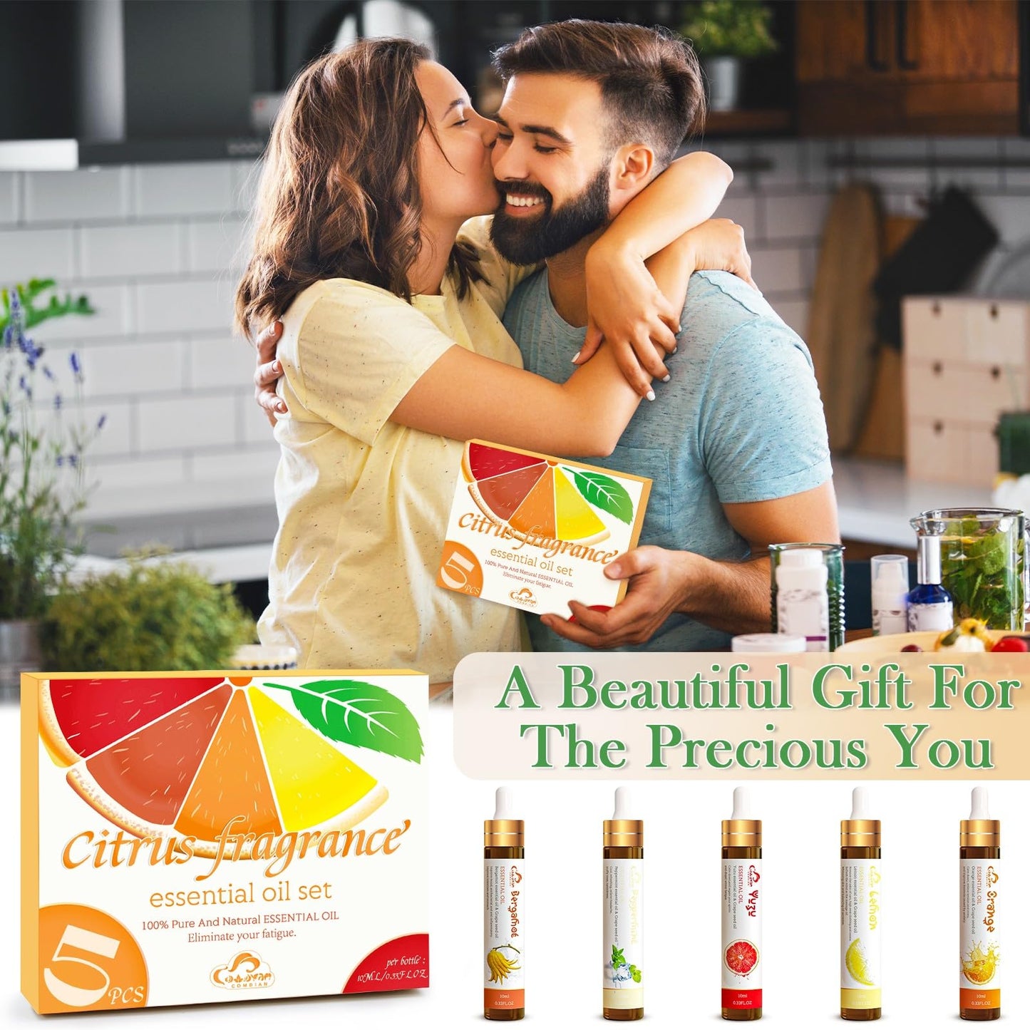Comdian 5-Piece Citrus Essential Oils Set – Lemon, Bergamot, Orange, Peppermint, Yuzu