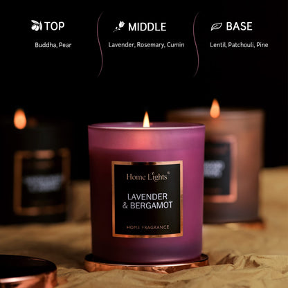 Scented Soy Candles – Lavender & Bergamot, 35h Burn Time | Natural Wax