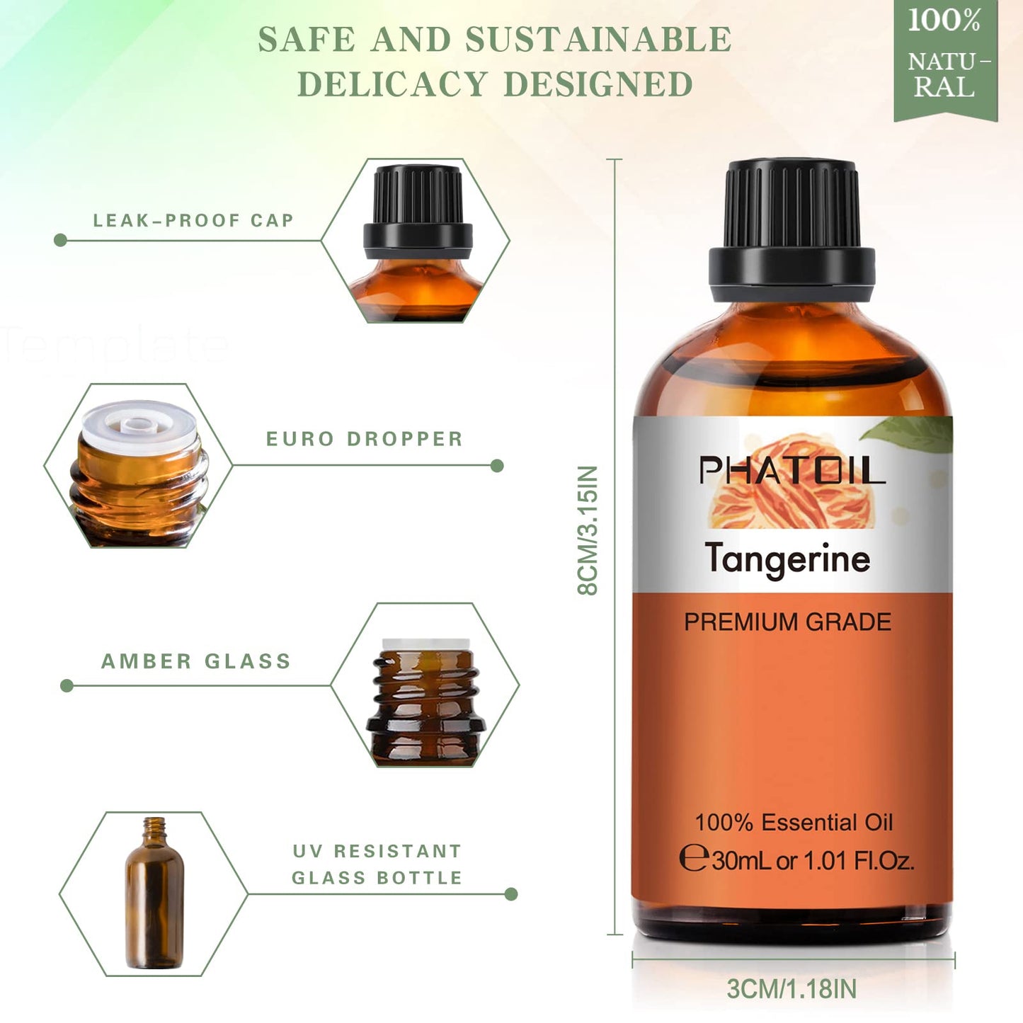 Tangerine Essential Oil 30ml – PHATOIL Pure Aromatherapy for Diffusers, DIY Soap, Candle, Bath Bombs