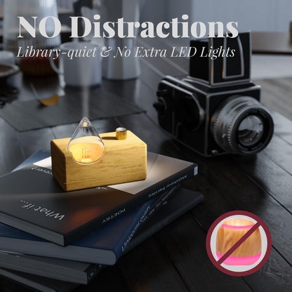 Glass Essential Oil Diffuser with Handmade Wood Base - Waterless, Portable & Rechargeable