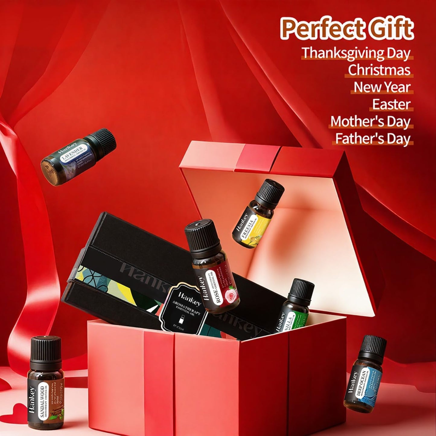 6-Piece Essential Oils Set – Lavender, Rose, Vanilla, Sandalwood, Freesia & Deep Ocean | 100% Pure