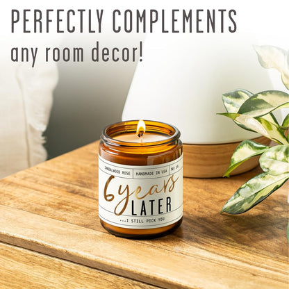 6th Anniversary Soy Candle – Sandalwood Rose, 50hr Burn, USA Made Gift for Wife