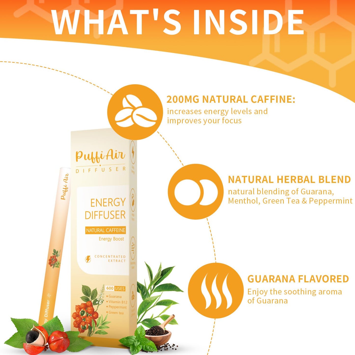 Herbal Diffuser Bundles (2 Sticks Orange & Green) | PUFFIAIR 4-in-1 Wellness