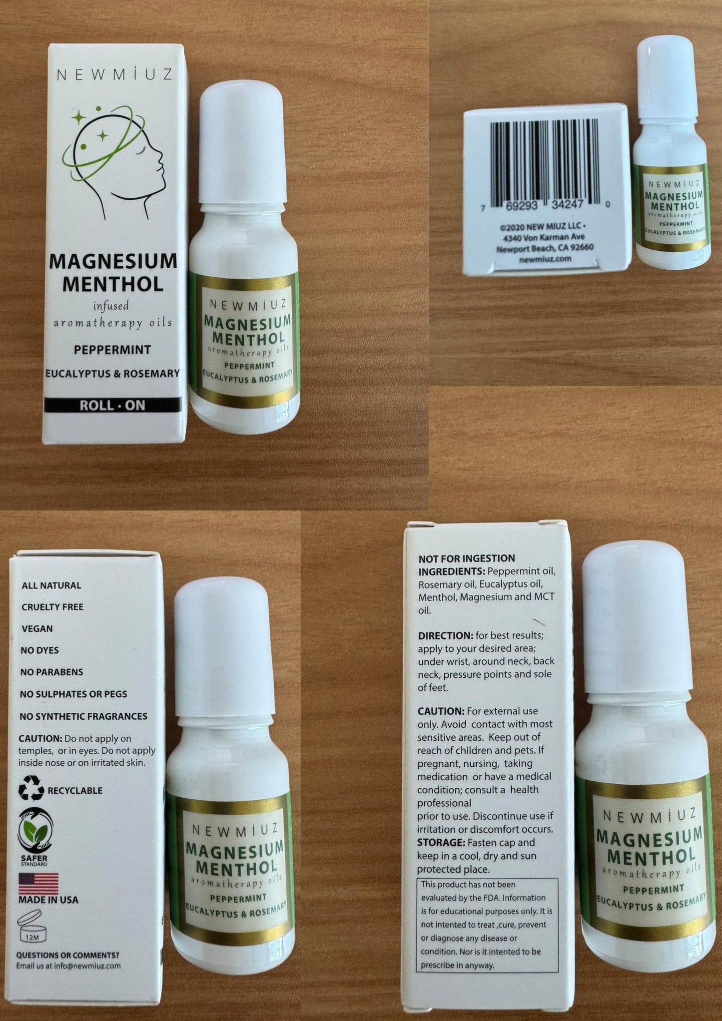 Magnesium Menthol Migraine Roll-On - Natural Fast-Acting Cooling Relief