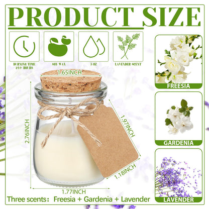 MTLEE 50 Pcs Wedding Jar Candles – Natural Soy Wax with DIY Tags (Freesia/Gardenia/Lavender)