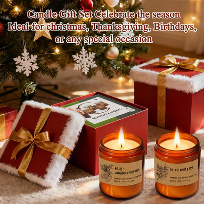 Large 9 oz Scented Candle Gift Set – 10% EO, Amber Jars (4-Pack)