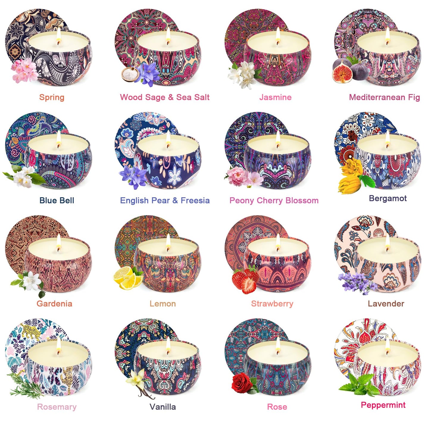 16 Pack Scented Candles Gift Set for Women | Soy Wax Aromatherapy