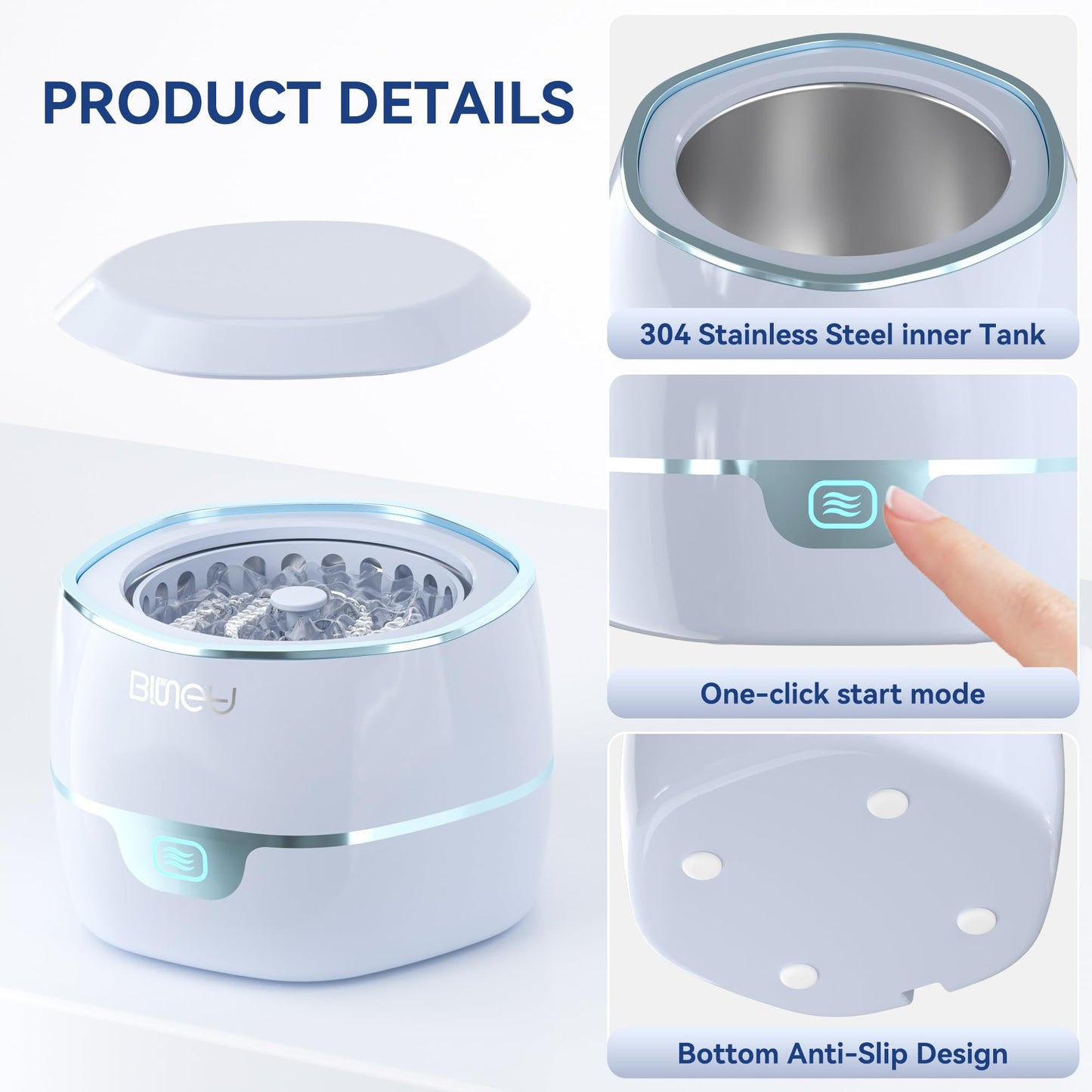 Ultrasonic Retention Cleaner,45kHzRetainer Cleaner Machine for Denture, Mouth Guard, Night Guard, Aligner, Braces, Toothbrush Head & Jewelry,245ML Dental Cleaning Pod