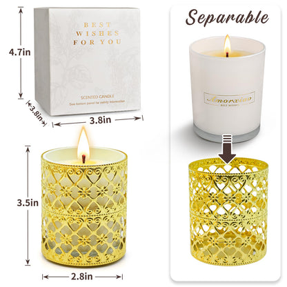 6 Pack Scented Candles with Gold Holders - 120 Hours Total