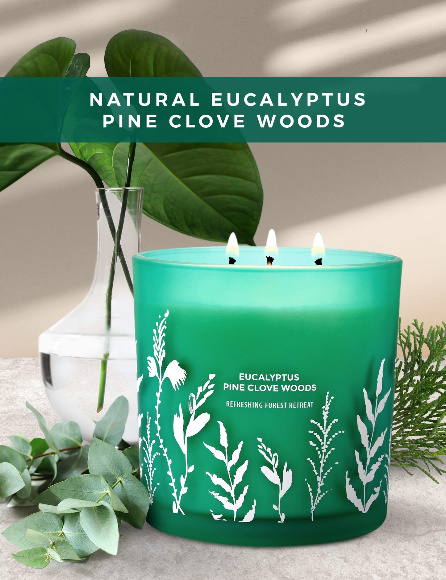 GIFTAWAY Eucalyptus Pine & Clove Balsam 3-Wick Soy Candle – Clean-Burning 14.5 oz, Cozy Winter Forest Ambience