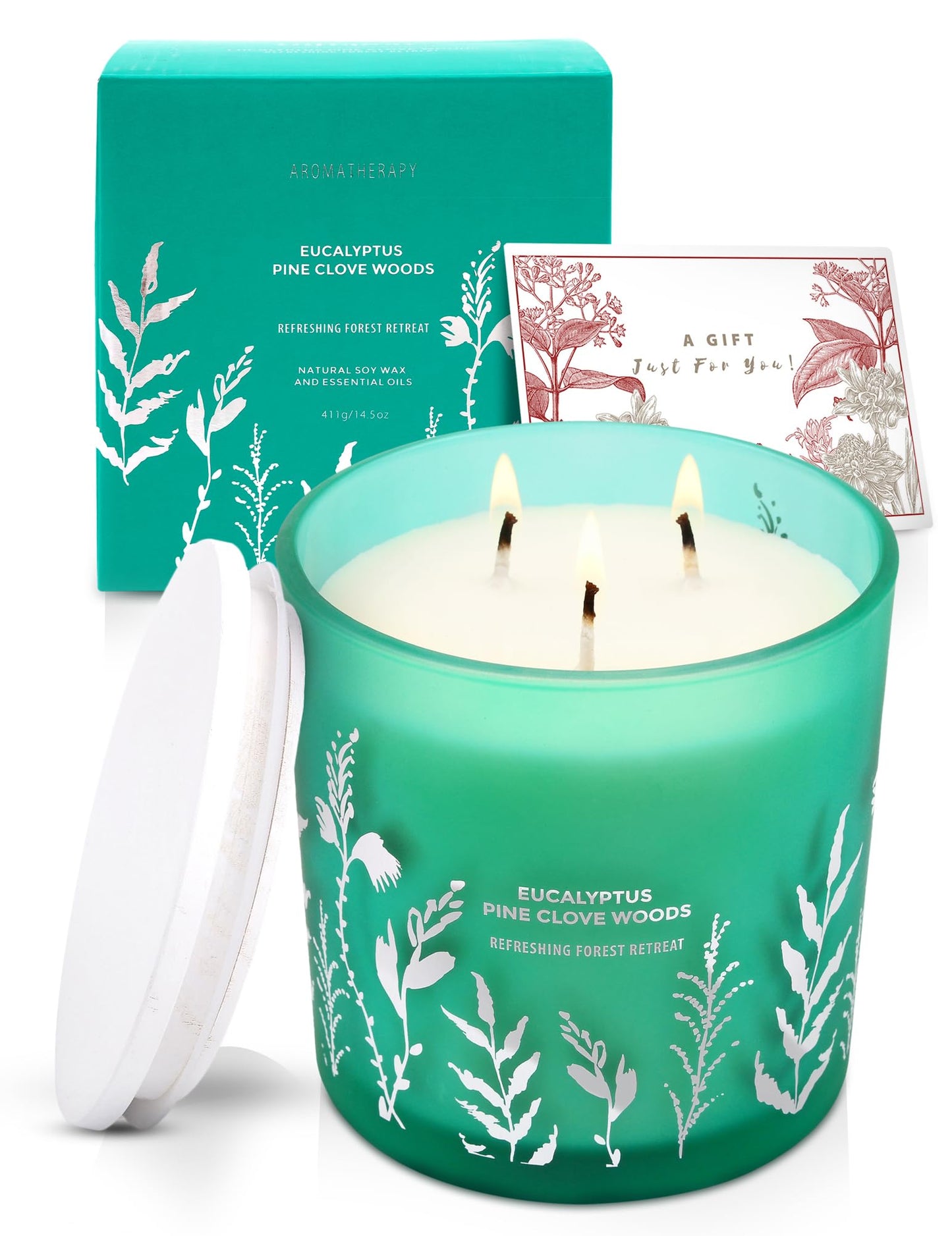 GIFTAWAY Eucalyptus Pine & Clove Balsam 3-Wick Soy Candle – Clean-Burning 14.5 oz, Cozy Winter Forest Ambience