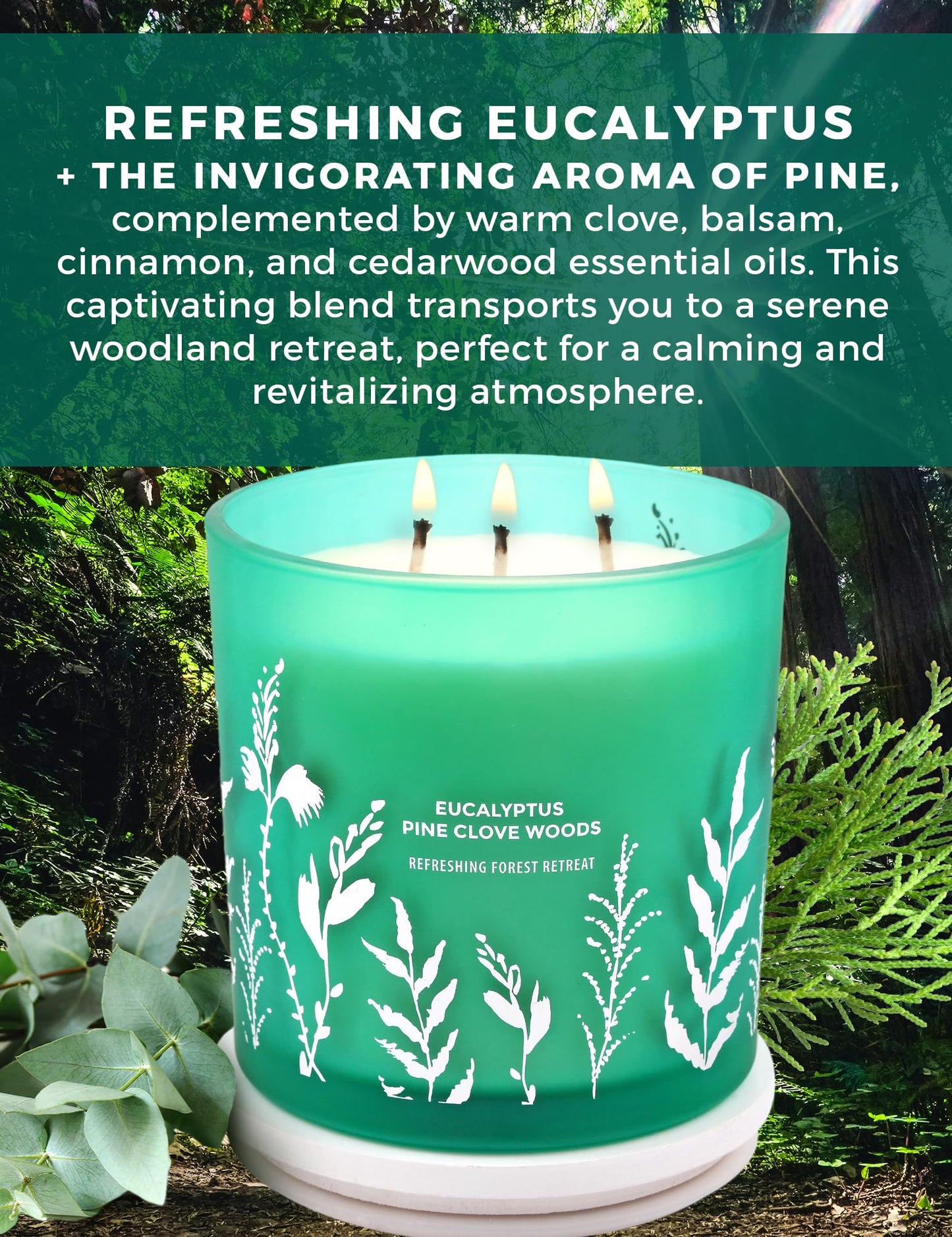 GIFTAWAY Eucalyptus Pine & Clove Balsam 3-Wick Soy Candle – Clean-Burning 14.5 oz, Cozy Winter Forest Ambience